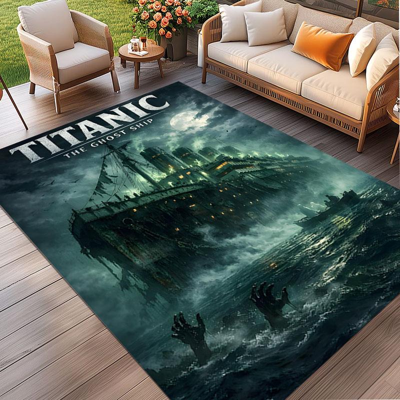 RMS Titanic Print Rug, Washable Floor Carpet, For Entryway Dorm Laundry Room Office Study, Home Decor Birthday Christmas Gift