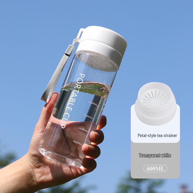 Large Capacity Frosted Sports Water Bottle with Tea Infuser and Lanyard - Customizable Outdoor Gift Cup