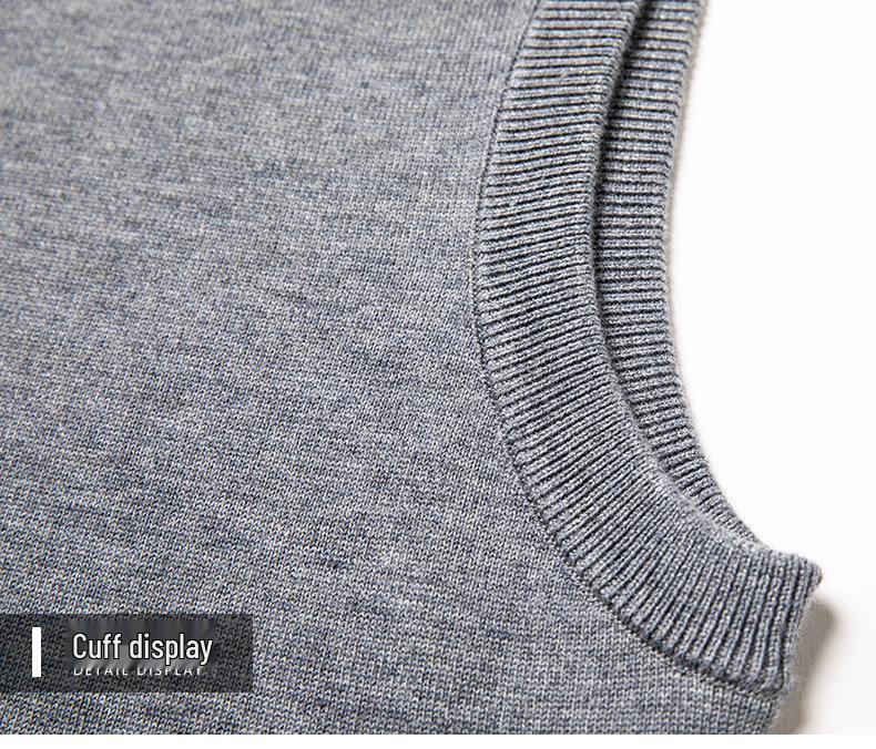 Men's Sleeveless Knit Cardigan: Autumn/Winter Solid Color Round Neck Vest