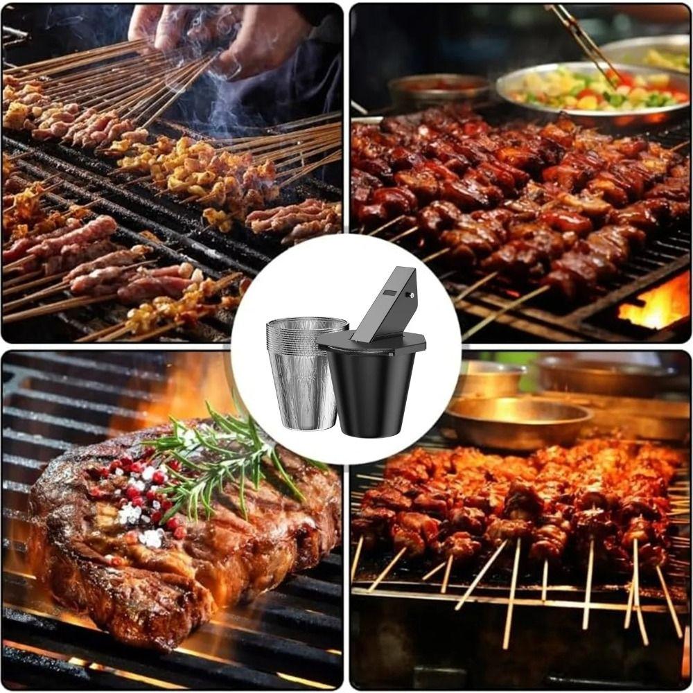 13pcs Sturdy Metal Material Lidded Smoker Drip Bucket Barbecue Cooking Drip Bucket Camping