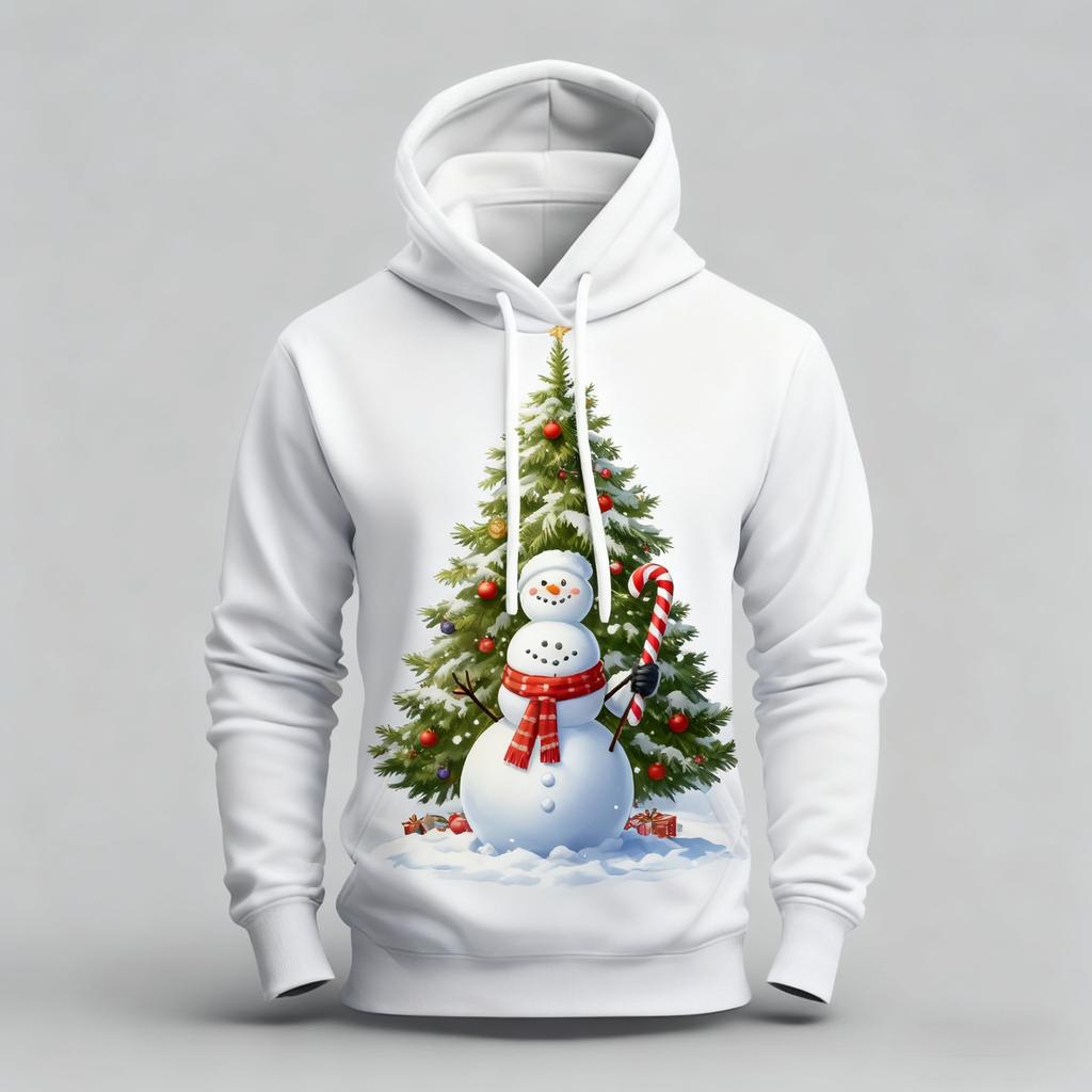 Autumn Winter Large Christmas Series Digital Printed Pattern Hoodie Warm Comfortable Versatile Men Women Christmas Atmosphere Casual Hoodie