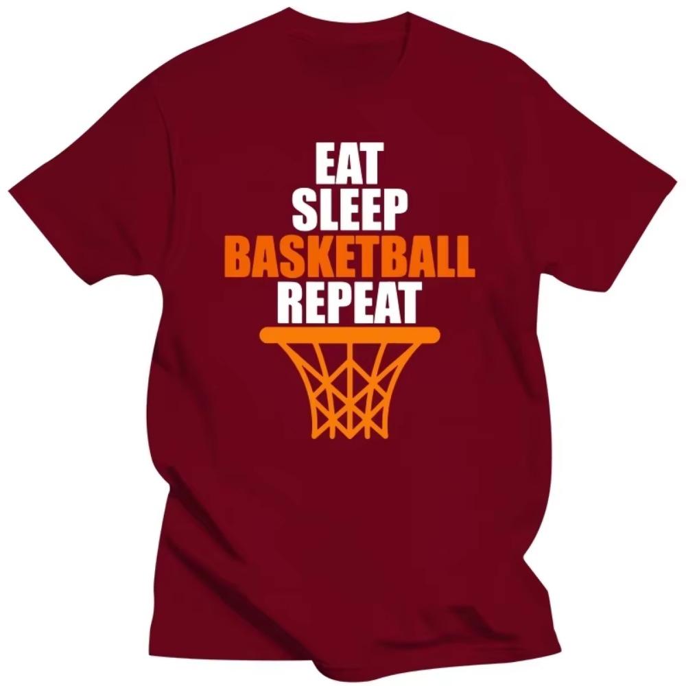 Funny Eat Sleep Basketball Repeat T Shirts Cotton Streetwear Short Sleeve Birthday Gifts Summer Style T-shirt Mens Clothing