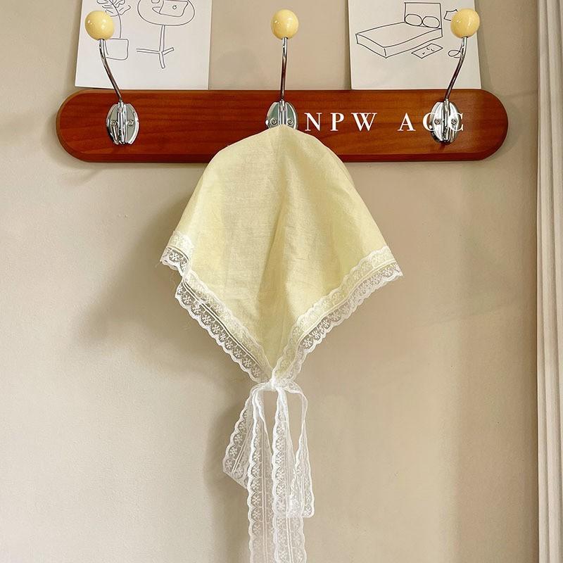 The New Summer Ins High-end Lace Headscarf Pastoral Style Baotou Triangle Scarf Headband Female Light Luxury Headdress Hair Accessories