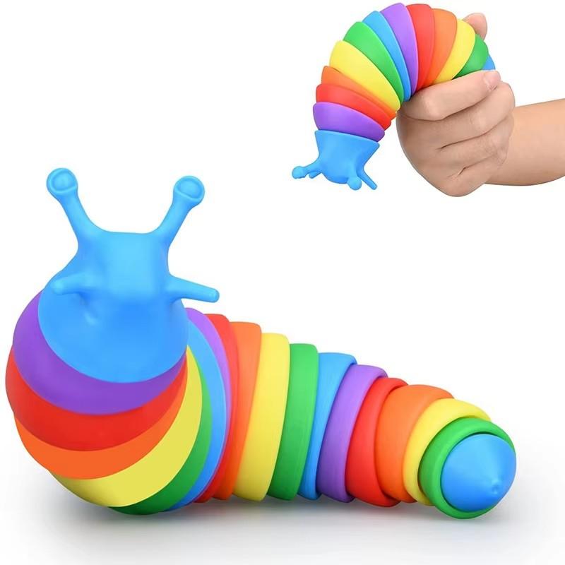 1Pcs Colorful Slugs Caterpillar Stress Relieving Bizarre Slugs Blowing Out Stress Relieving Puzzle Relieving Simulation Toys
