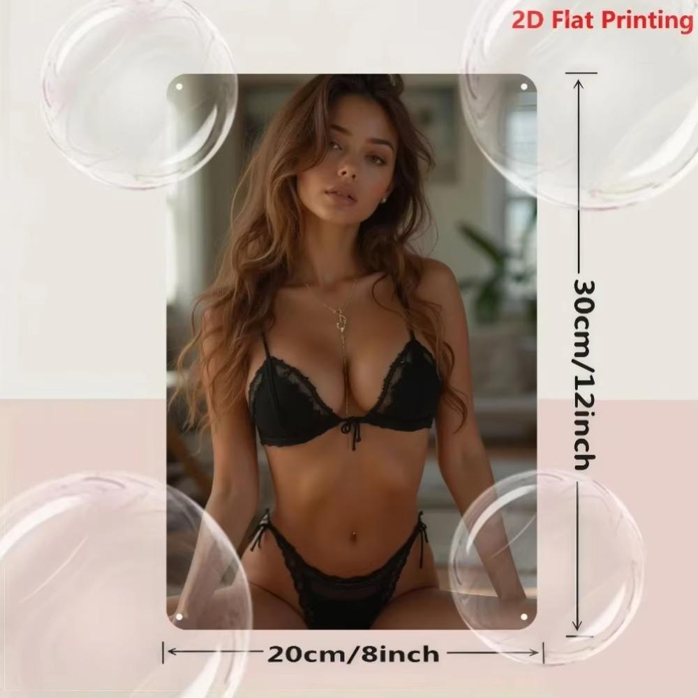 Vintage Metal Tin Sign Retro Sexy Lady Wall Art Iron Poster Man Cave Bar Decor