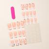 Elegant Medium-Long White French Tip Fake Nails with Flower Bow & Rhinestones