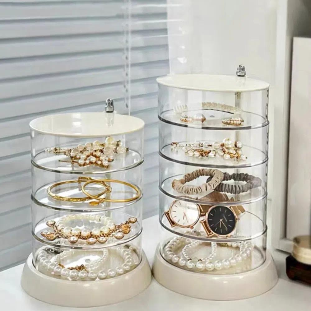 Multi Layer Transparent Storage Box Dust Proof Jewelry Display Shelf Cosmetics Rotating Box  Makeup
