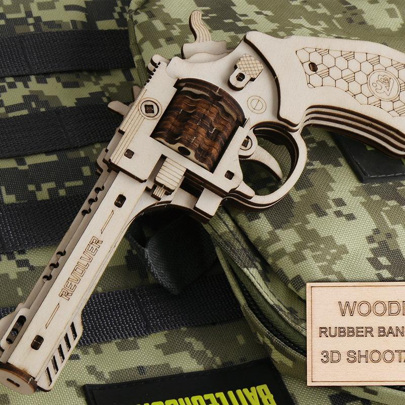 

3D Деревянная Сборная Игрушка Модель Пистолета Стреляет Резинками Нож Игрушечный Пистолет Может Стрелять Сделай Сам Пазл Для Детей Взрослых