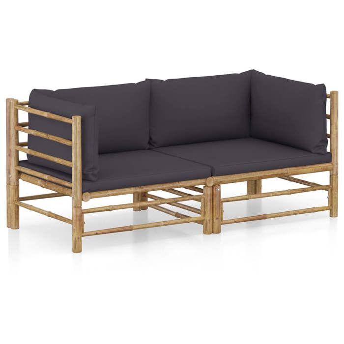 Maison Exclusive - Salon de jardin 2 pcs avec coussins gris foncé bambou