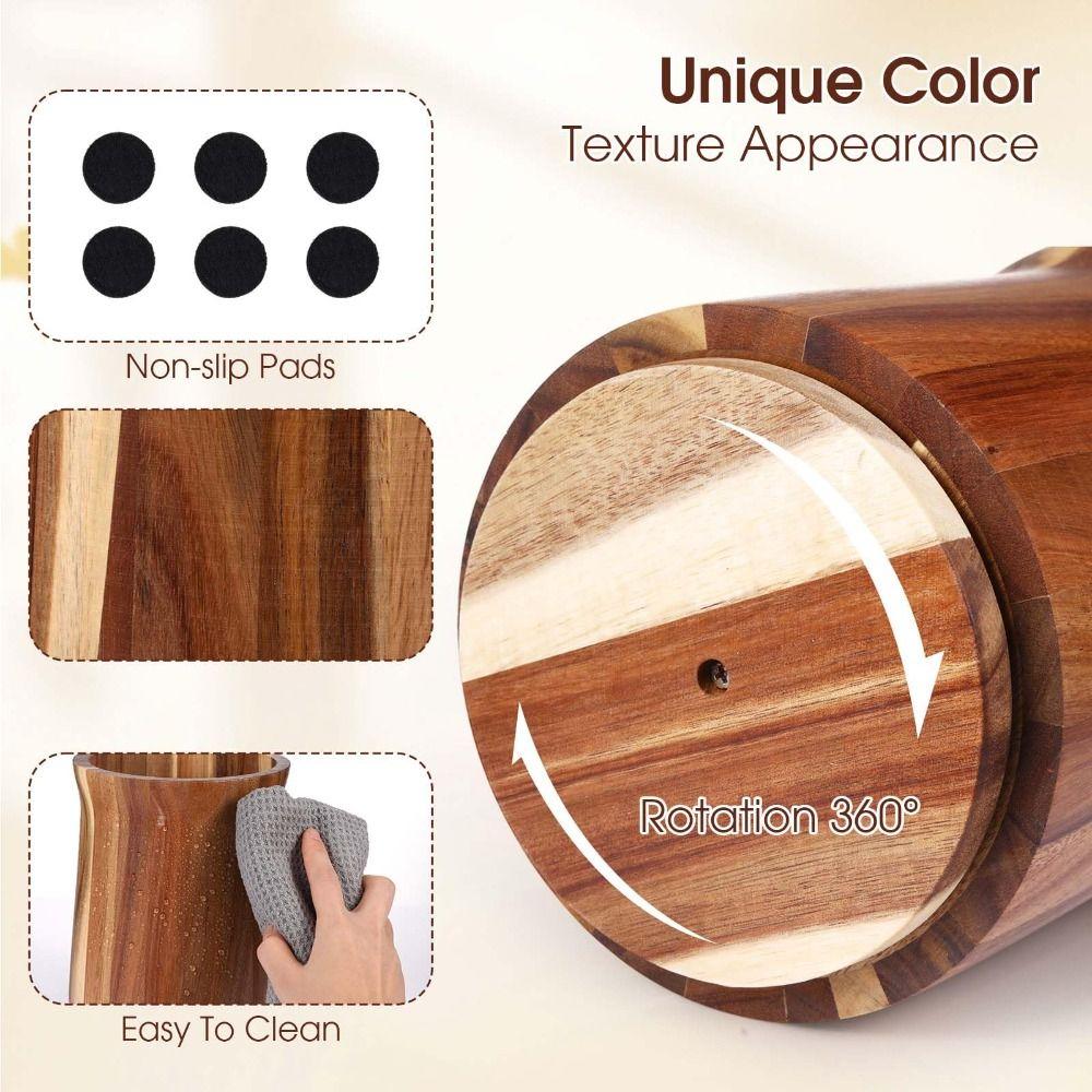 Wooden Cutlery Holder Acacia Wood Utensil Storage Box Portable Storage Rack Countertop