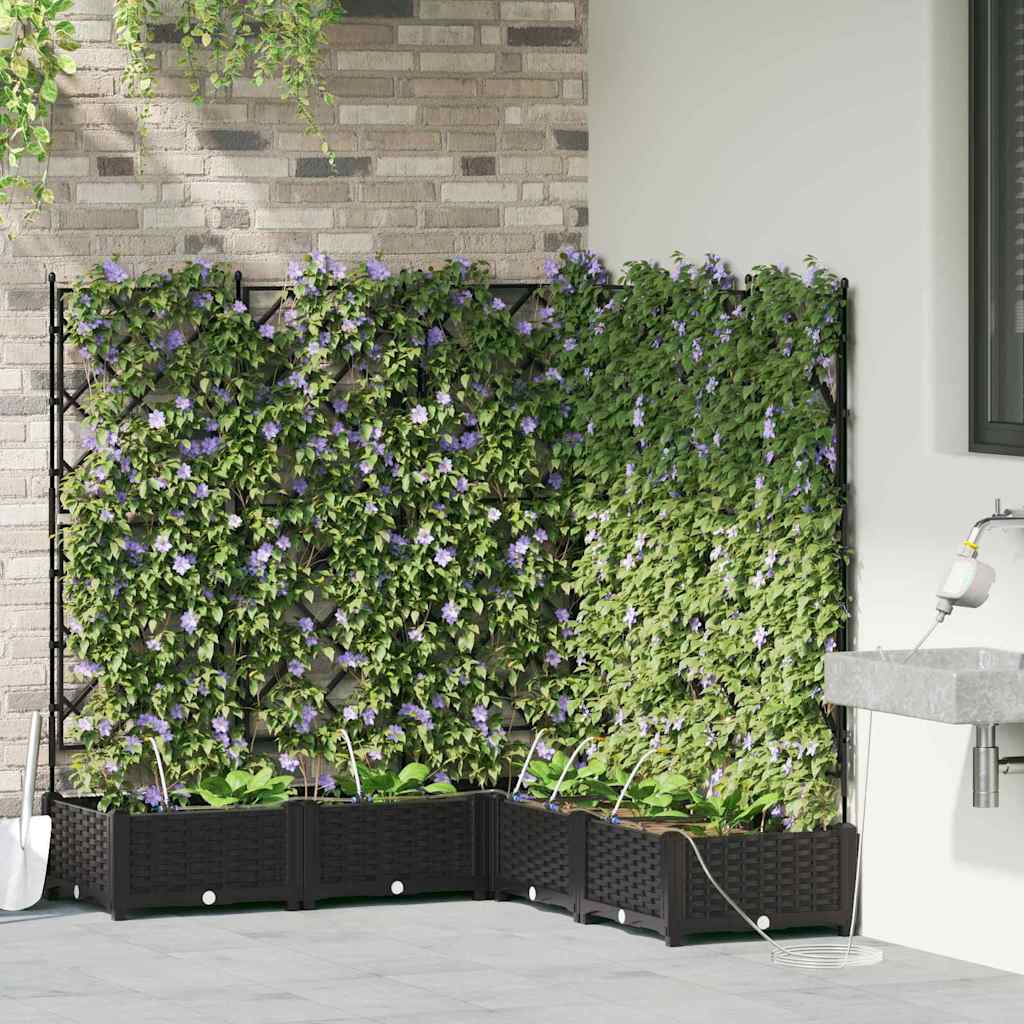 Garden Planter Set 5 Pcs Black 120 X 120 X 126 Cm Plastic