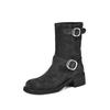 Fashion New Autumn Winter Cow Suede Women Boot Fashion Buckle Square Toe Mid-calf Boots for Women Thick Heel Work Boots Zapatos Mujer