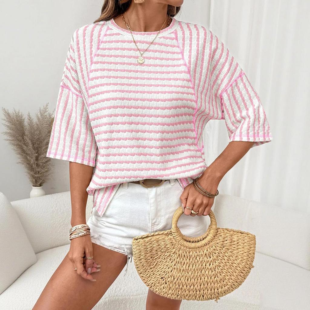 Women's Round Neck Pullover  Versatile,  Short-Sleeve T-Shirt