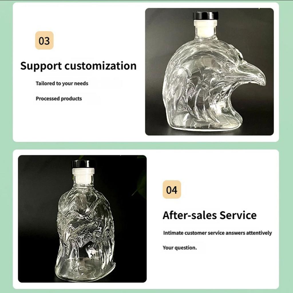 Unique Bird Shape Bourbon Soaking Bottle 350ml Heat Resistant Glass Decanter For Travel and Parties Gift Givings