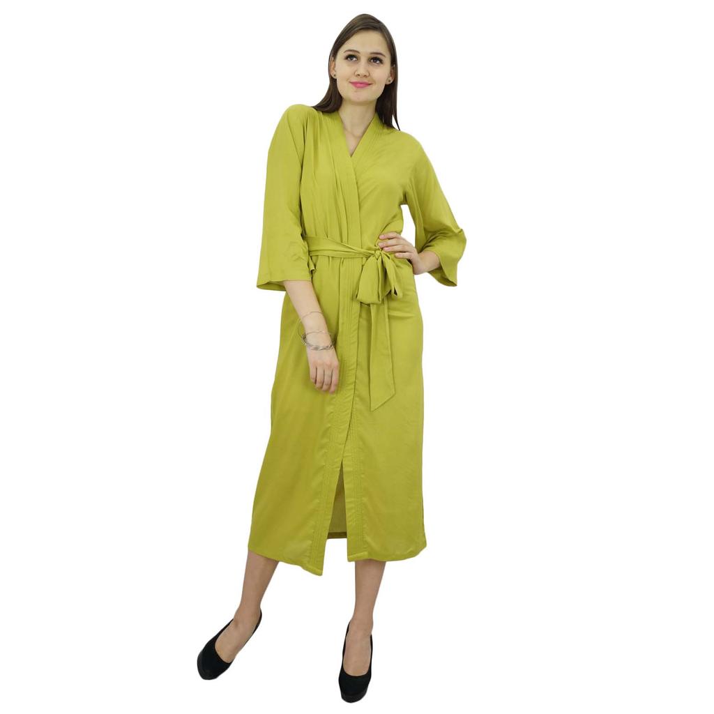 Bimba Women Long Solid Belt Robe Soft Modal Cotton Wrap Round Plain Bath