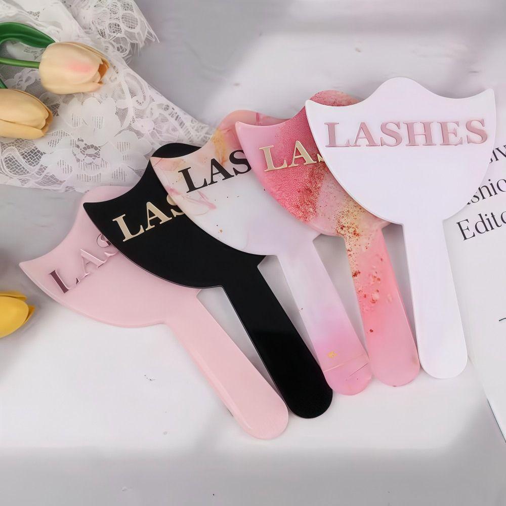 Handheld Eyelash Technician Photo Prop Acrylic Mirror Social Media Lash Beauty Mirror Soft PVC Lash Salon Eyelash Cards