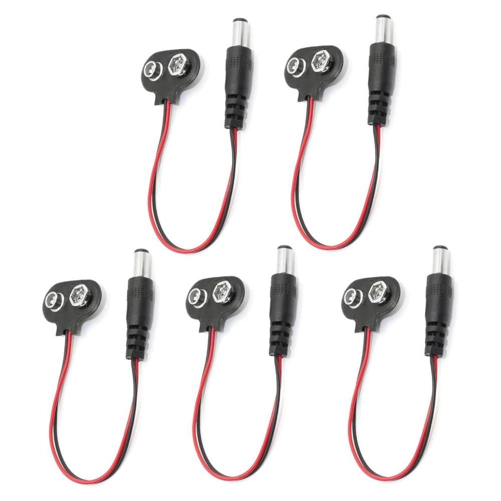 10pcs T-type Male DC Plug 5.5*2.1mm DC Power Plug Professional Battery Snap Electronic Projects