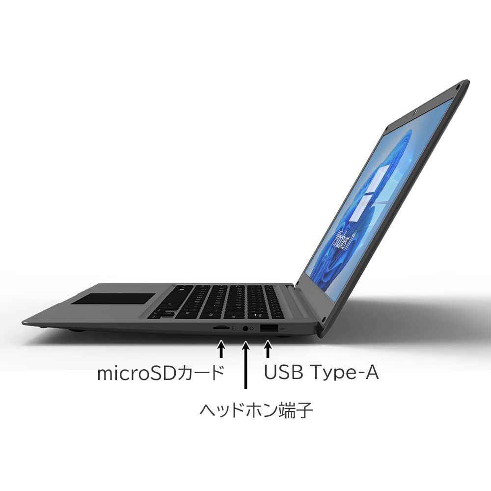 Slank bærbar PC med Windows 11 128GB 4GB WPS USB GM-JAPAN Ultralett, Kontor, SSD, Minne, Webkamera, Kontor, Celeron, Wi-Fi, 3.0, HDMI, 14,1-tommer