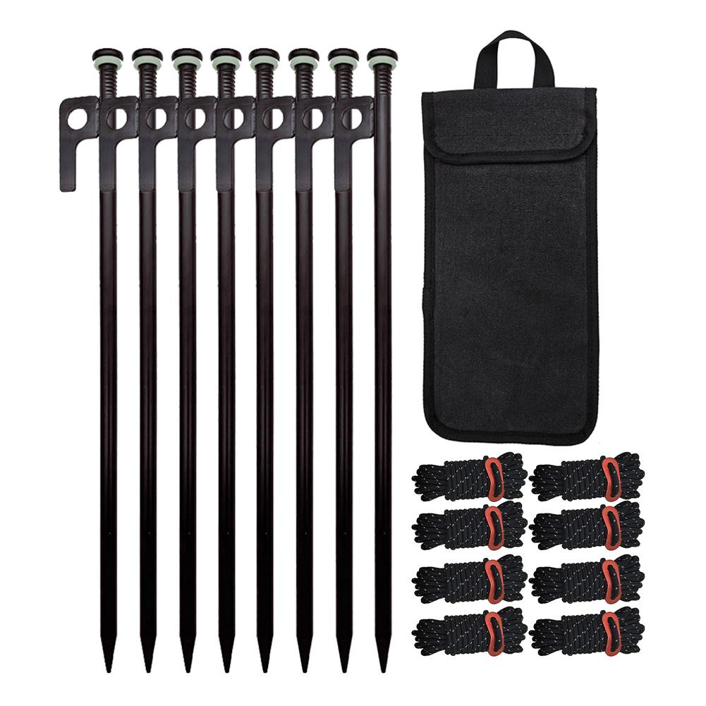 

4/8Pcs 30cm Heavy Duty Steel Tent Stakes with 4/8 Ropes Camping Tent Pegs Tent Ground Stakes for Outdoor Camping Canopy