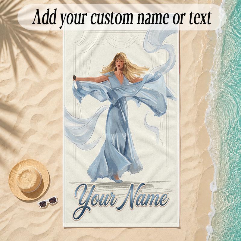 Beach TowelTaylor Swift Custom Name Text Personalized Soft Towel for Beach Pool Indoor Home Decor Gift