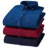Thermal Men's Long Sleeve Shirt  Solid Corduroy with Fleece Lining for Cold Days plus size