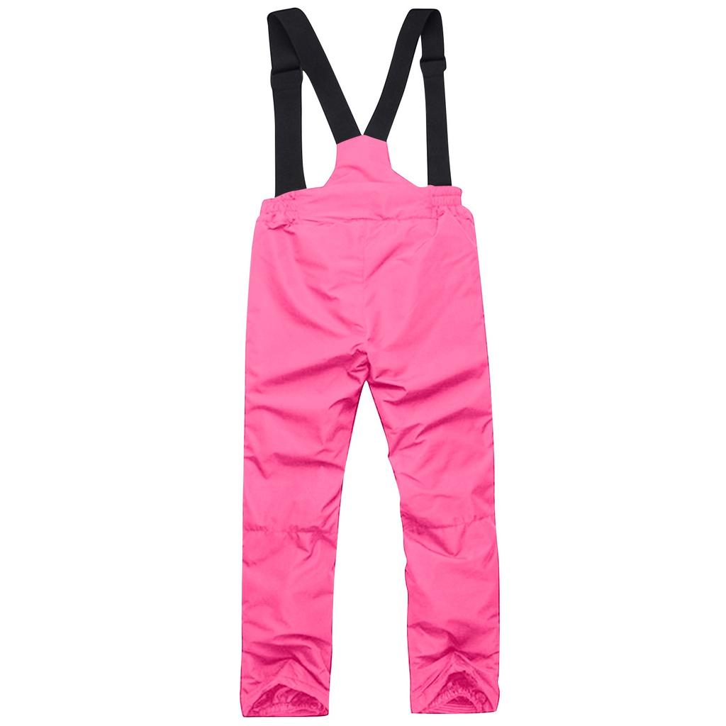 Children's Ski Pants Solid Color Warm Thick Outdoor Sports Warm Waterproof Pocket Strap Ski Pants