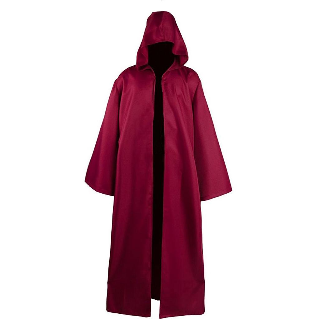 Halloween Cloak Cosplay Costume Sorcerer Long Shirt Hooded Black Robe Adult and Ghost of Horror Cloak Child Holiday Costume Set
