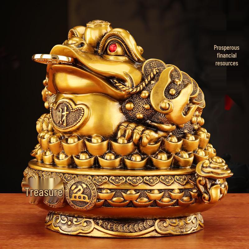 Golden Toad Treasure Bowl - Money-Attracting Decor for Home or Office
