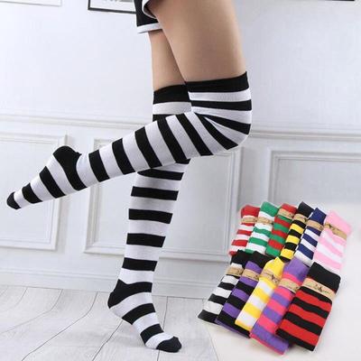 Anime Cosplay  Striped Stockings For Women Girls Long Stockings High Fashion Over Knee Lovely Elastic Warm Black Red White Green