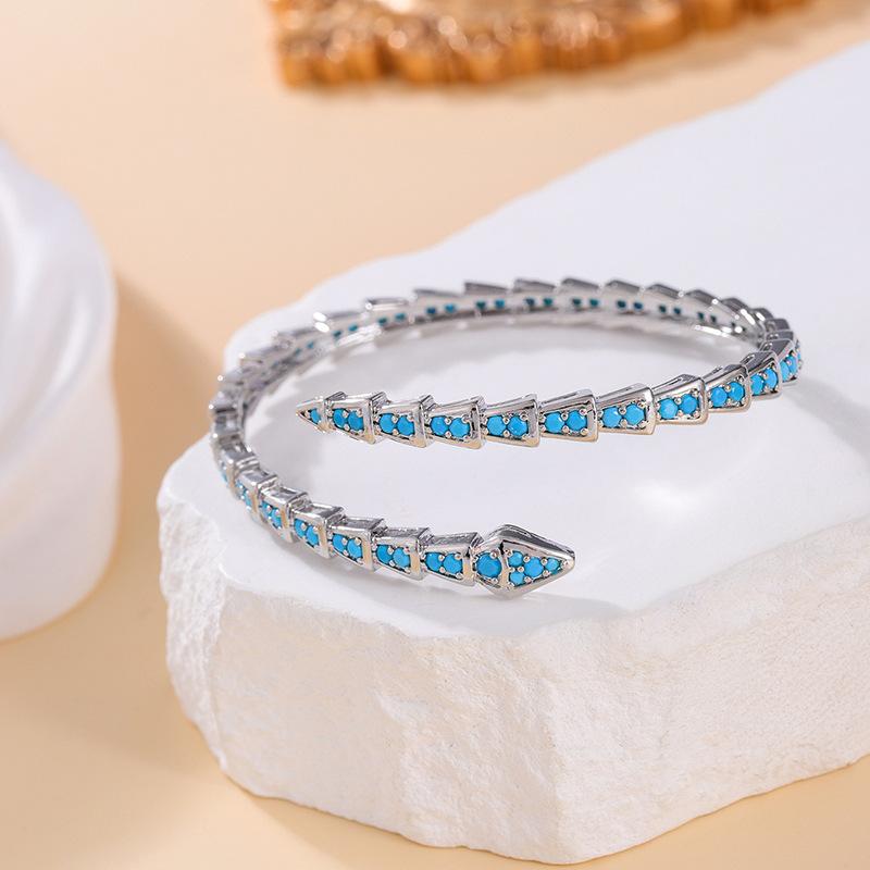 

ZAKOL 2025 Новый бирюзовый браслет «Змеиная кость» для женщин Уникальный персонализированный модный подарок на день рождения с цирконом для вечеринки