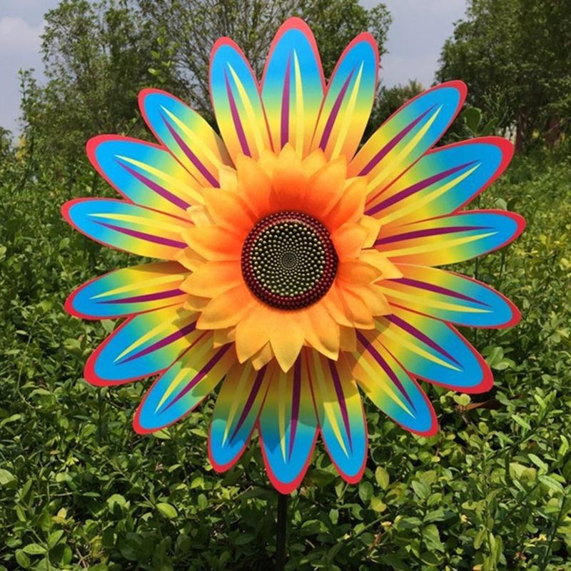 Colorful Sunflower Wind Spinner Stake Sunflower Windmill Pinwheel For Lawn Camping Picnic Decor Home Garden Yard Decoration