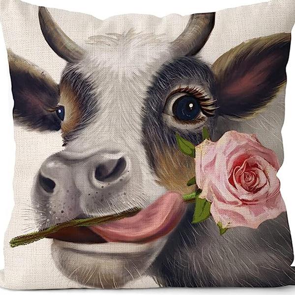New Creative Cartoon Farmhouse Cow Animal Pillow Case Home Decoration Living Room Car Cushion