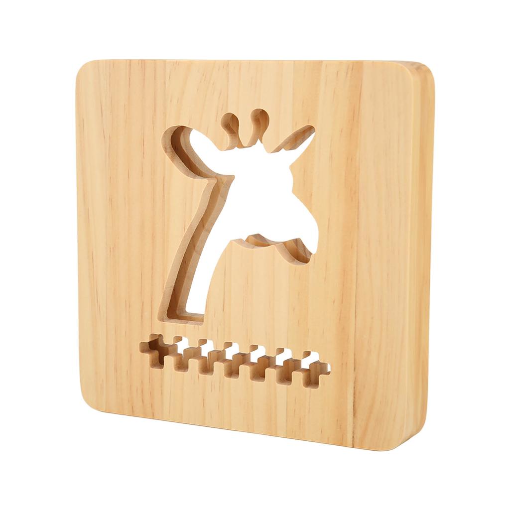 3D Wooden Giraffe Night Lamp Hollow Lamp Home Bedroom Office Decor for Children Friends Family