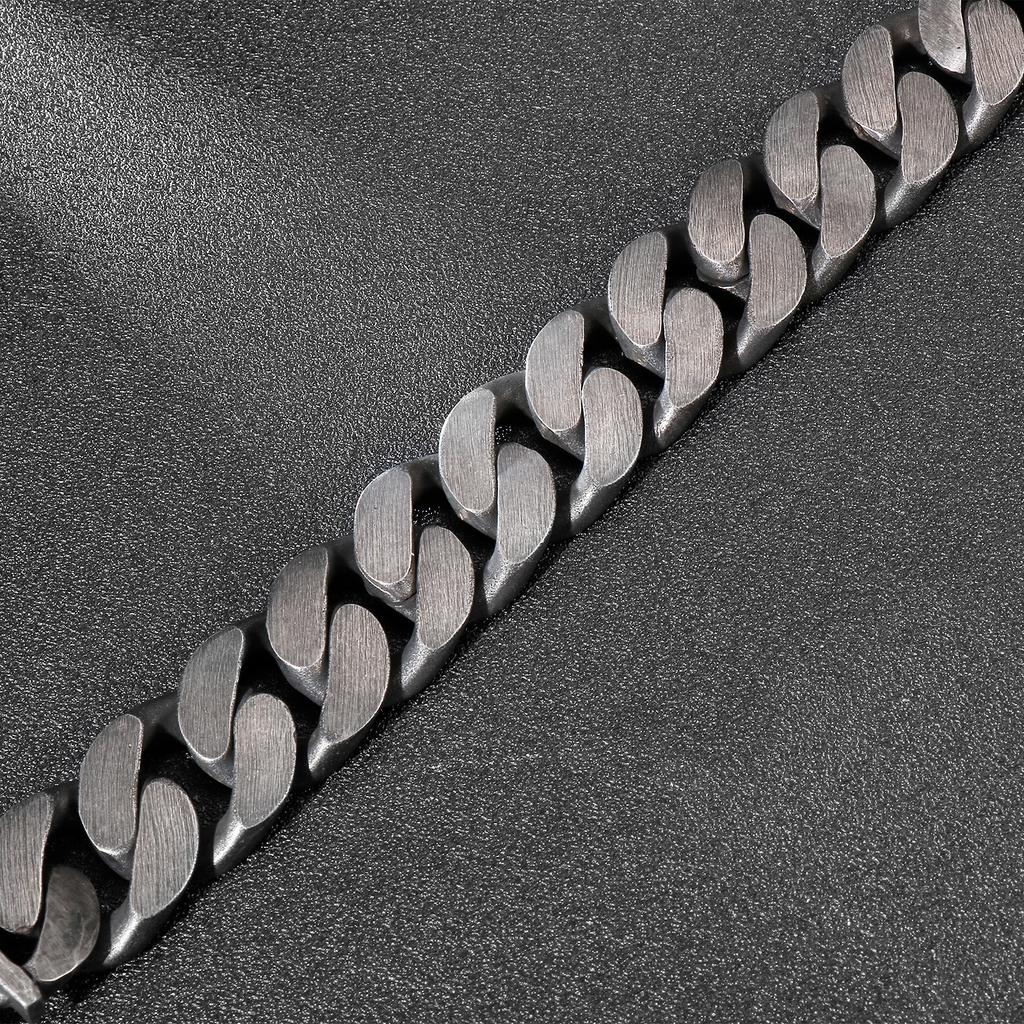 25mm Vintage Chunky Heavy Punk Bracelet Male Stainless Steel Brushed Link Chain Bracelet Matte Wide Hand Wrist Chain Jewelry