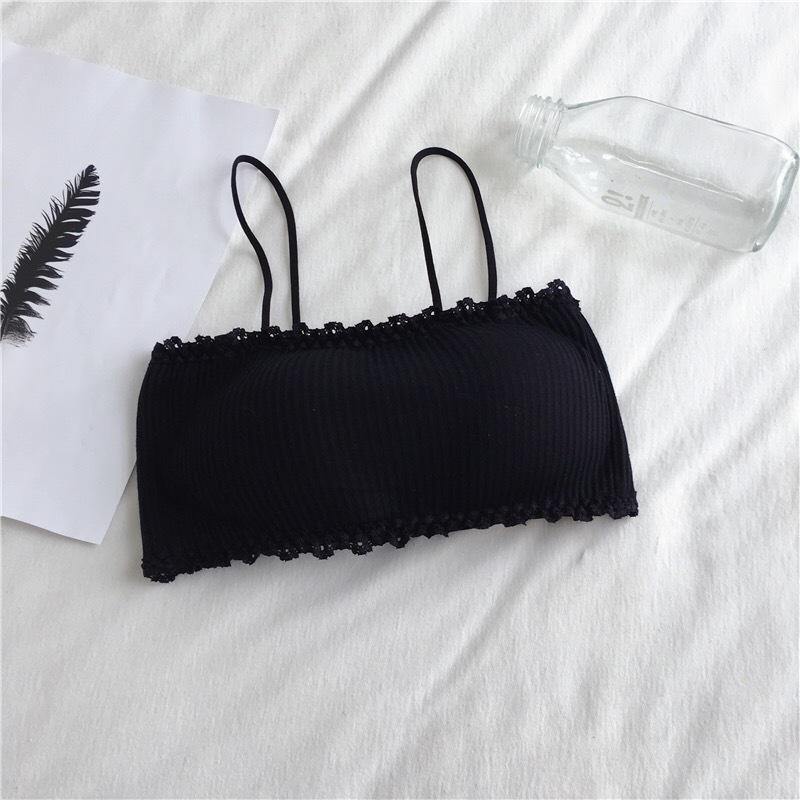 

Cross-border Cotton Strapless Camisole: Chic Backless Tube Top with Chest Pad and Buckle for Girls & Students One Size чёрный