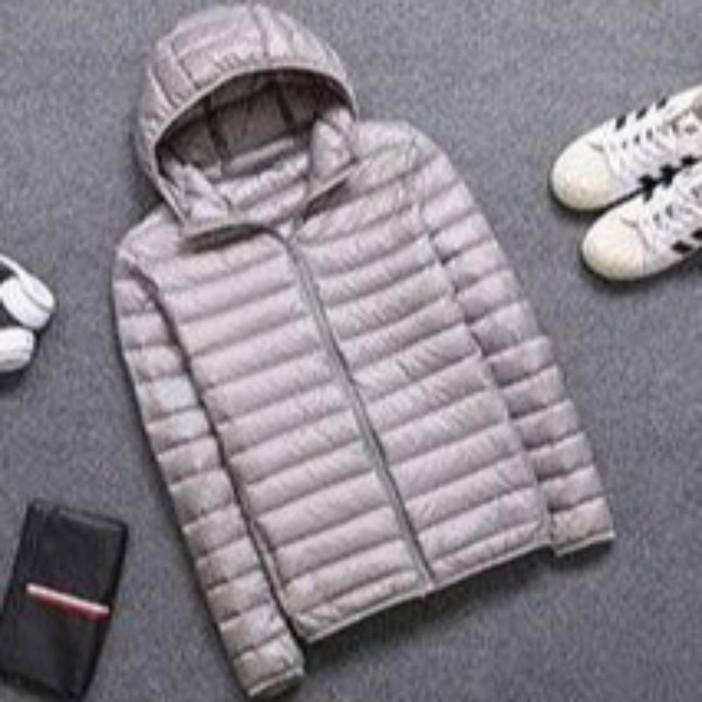 Men's Casual Solid Color Hooded Cotton-padded Jacket for Autumn and Winter, Warm Down Jacket
