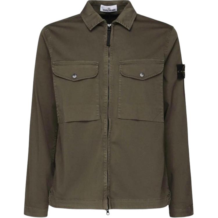 Stone Island Logo Zip Long Sleeve Jacket Men jackets Green K1S151200128S0012-V0054