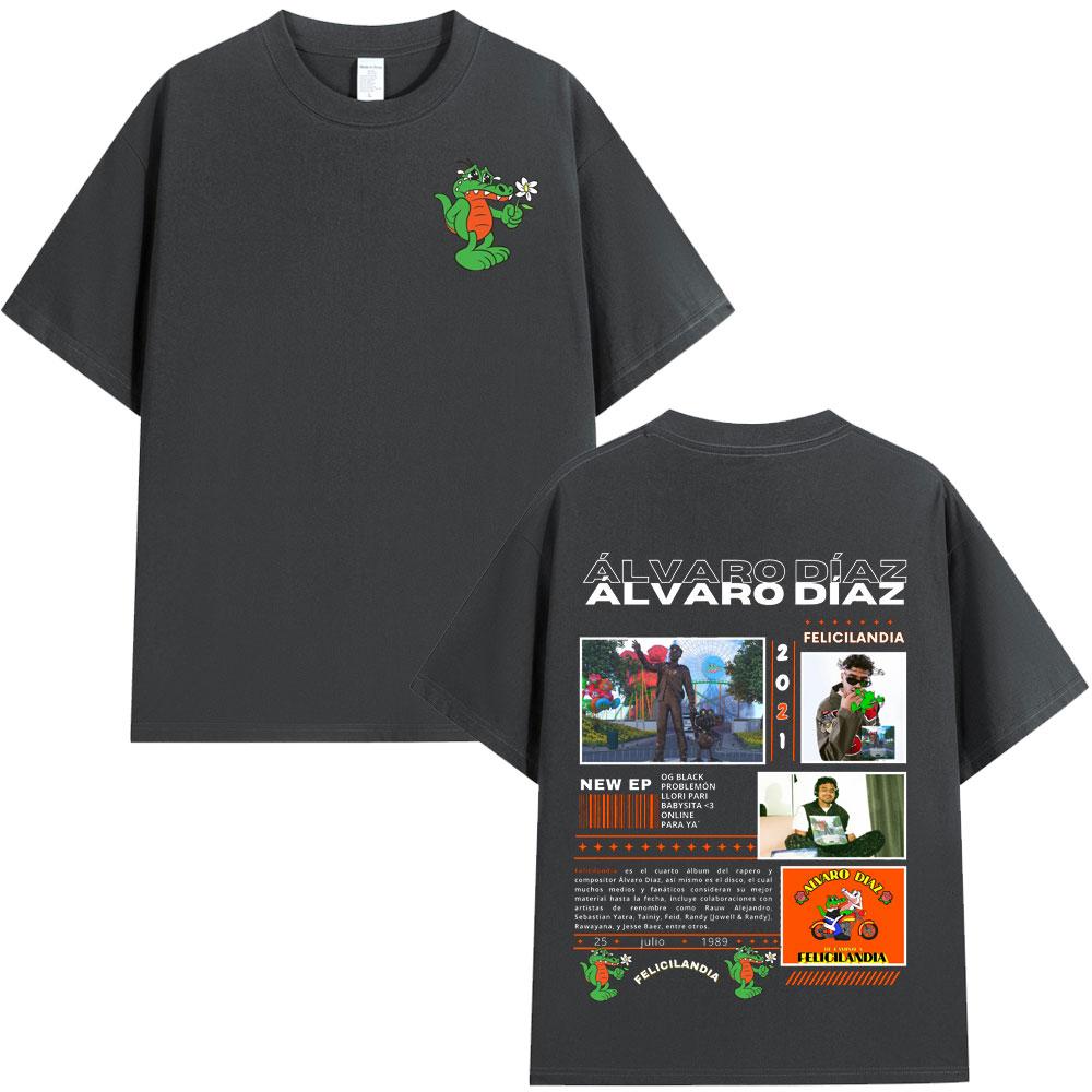 Rapper Alvaro Diaz Felicilandia Album Graphic T Shirts Unisex Hip Hop Fashion Oversized Short Sleeve Tshirt Casual Cotton Tshirts