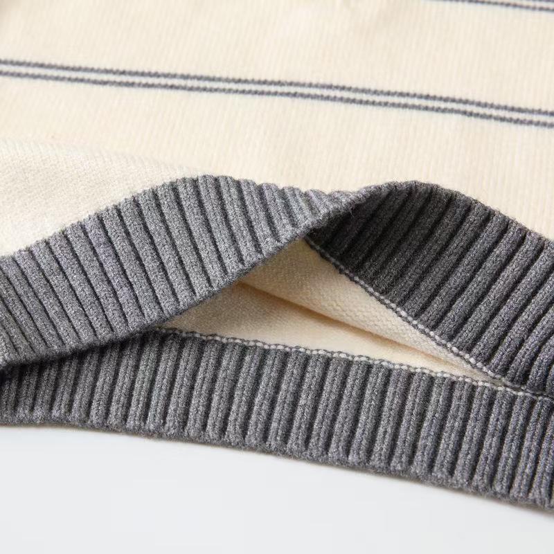 2026 Striped Baby Polo Sweater: Infant Toddler Half-Zip Knitwear Pullover