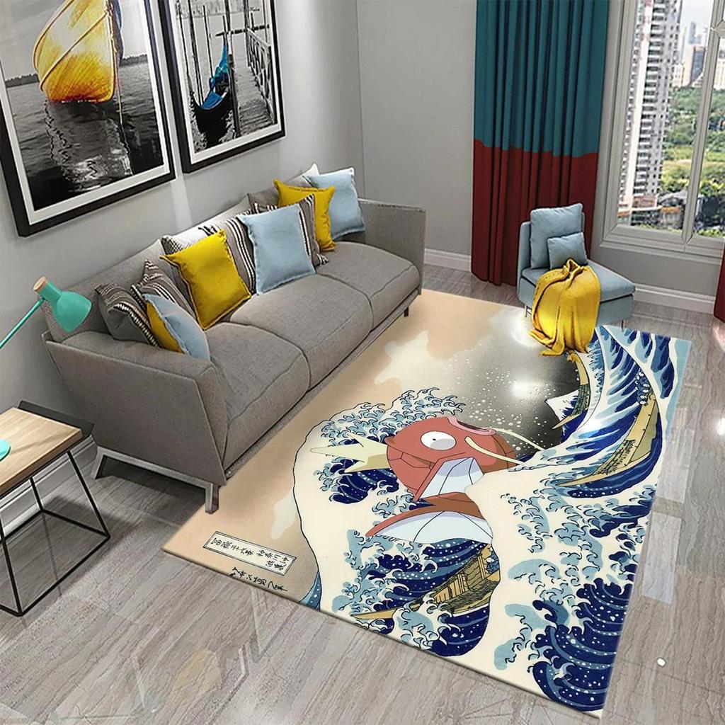 Japanese-style Sea Wave Carpet Floor Mat Entrance Doormat Home for Living Room Bathroom Bedroom Soft Non-slip Absorbent Area Rug