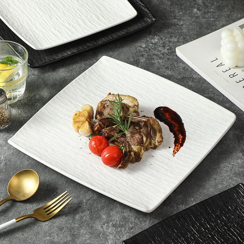 Tableware and Plates White High-end Western Style Salad Steak Plate Beef Plate Ceramic Pasta Flat Plates  Kitchen Dinner Plates