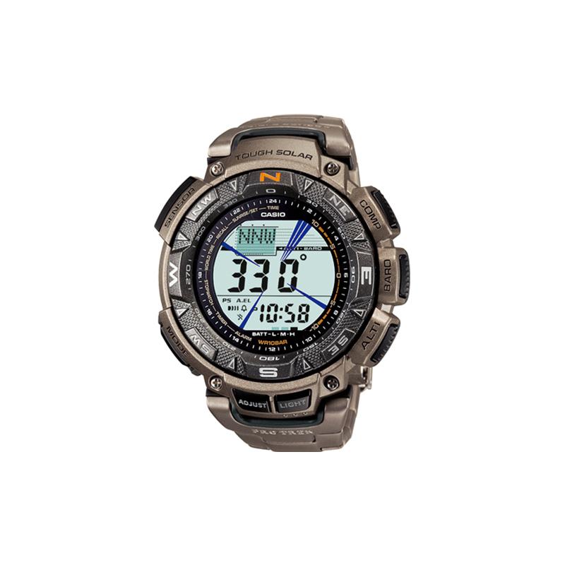 CASIO PRO TREK Series-PRG Outdoor Mountaineering Titanium Alloy Fashion Sports Waterproof Quartz Titanium Metal Strap Men's Watch White Di PRG-240T-7D