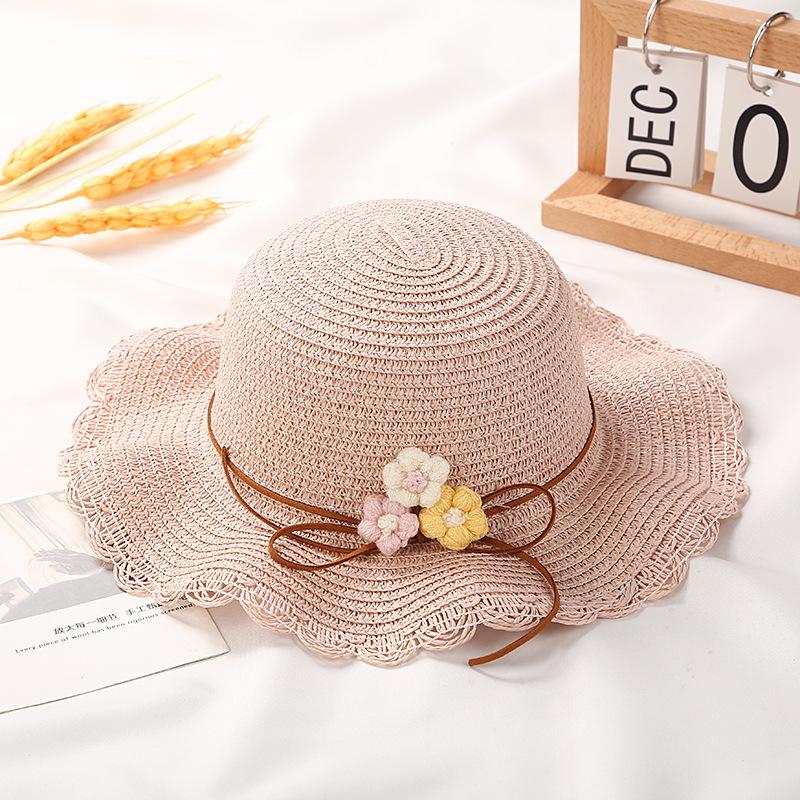 Kids Girls Flower Summer Caps Fashion Children Sunscreen Sun Hat Straw Hat Bag for Beach Baby Accessories for 2-8 Years Kids