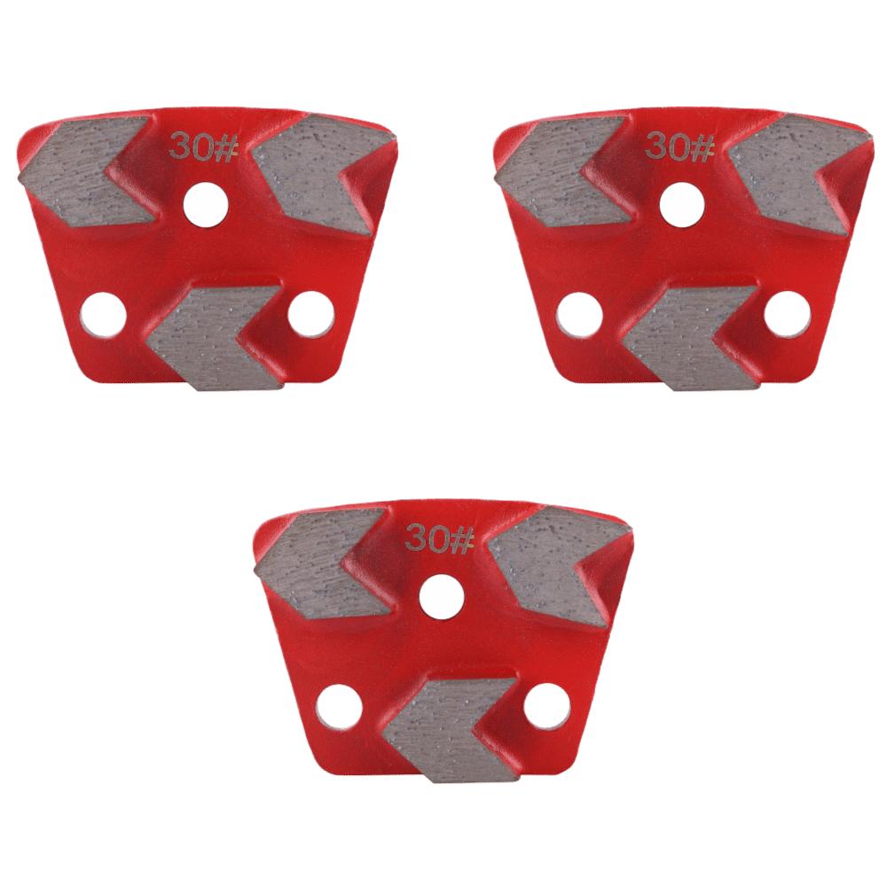 

3pcs 3 Holes Trapezoid Grinding Disc Trapezoid Shape 30 Grit Diamond Floor Grinding Pad Concrete Grinding Pad Floor Grinding