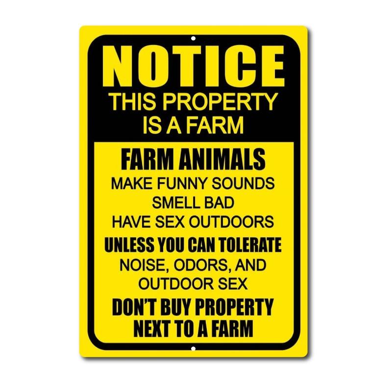 

Funny Farm Welcome Sign, Aluminum Metal Warning Decor for Animals Property