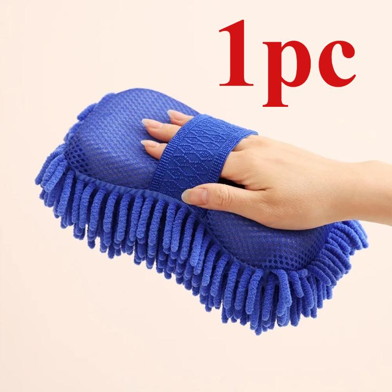 1pc Car Wash Glove Microfiber Chenille Car Wash Sponge Care Washing Detailing Brush Pad Multifunction Cleaning Tool