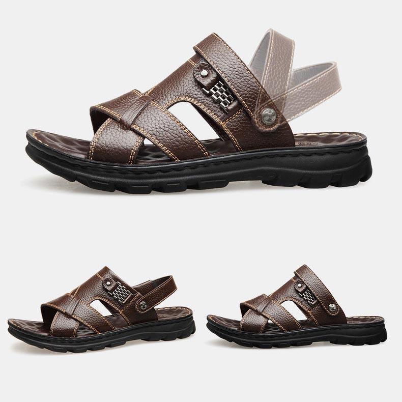 Cheap Men Sandals Genuine Leather Men Beach Shoes Brand Men Casual