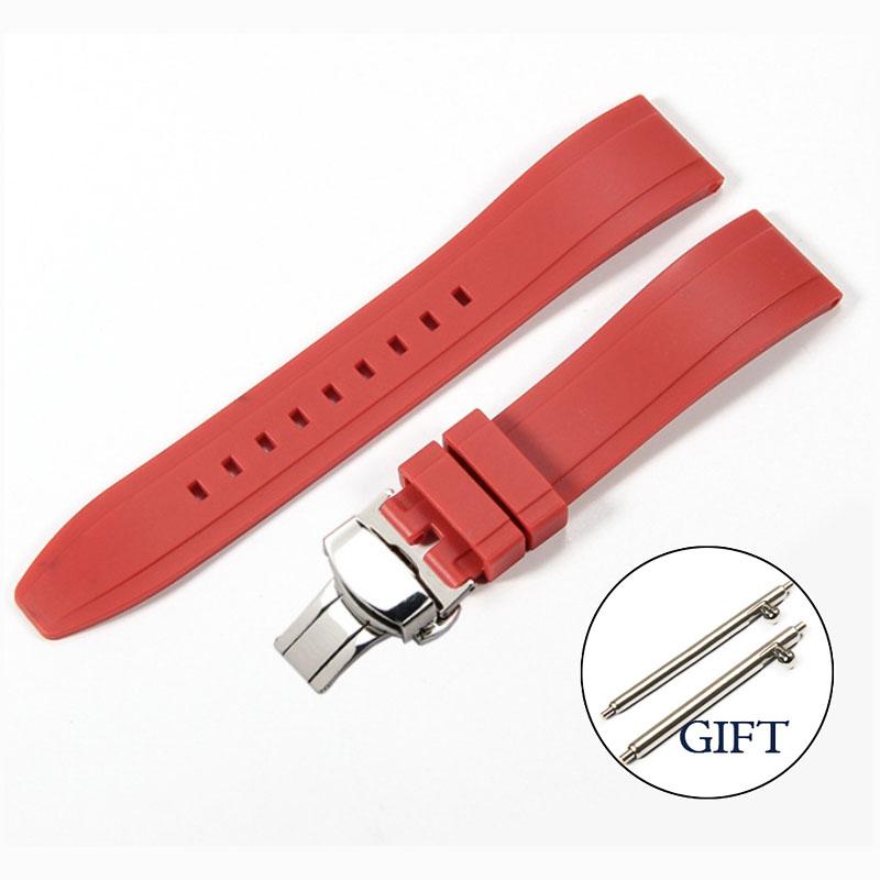 20mm 22mm TPU Silicone Watch Strap for Rolex Rubber Watch Band for Seiko Quick Release Silicone Diving Bracelet Butterfly Clasp