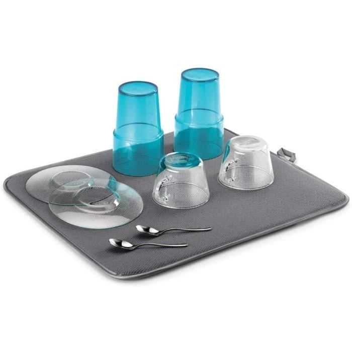 Tapis d'égouttage - Metaltex - 45 x 40 cm - Microfibre - Gris - Absorption rapide