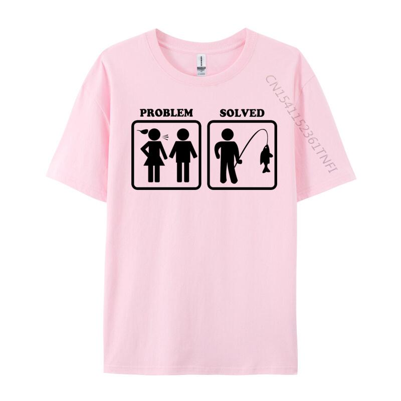 Clothing Problem Solved Funny Fishing Tshirt New Design All Cotton Tops Tees Cosie Men Luxury Designer